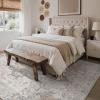 GENIMO 4×6 Area Rugs for Living Room, Machine Washable Low Pile Vintage Rugs, Non Slip Lightweight Chenille Print Rug for Bedroom, Dining Room, Home Office, Light Taupe Brown