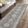 GENIMO 2×10 Runner Rugs for Hallway, Machine Washable Non Slip Vintage Rugs, Low Pile Lightweight Soft Print Rug for enrtyway, Corridor, Home Office, Kitchen, Charcoal Gray(Area Vintage Grey)