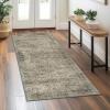 GENIMO 2×10 Runner Rugs for Hallway, Machine Washable Non Slip Vintage Rugs, Low Pile Lightweight Soft Print Rug for enrtyway, Corridor, Home Office, Kitchen, Charcoal Gray(Boho Sage)