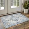 GENIMO 2×10 Runner Rugs for Hallway, Machine Washable Non Slip Vintage Rugs, Low Pile Lightweight Soft Print Rug for enrtyway, Corridor, Home Office, Kitchen, Charcoal Gray(Blue&gold)