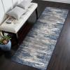 GENIMO 2×10 Runner Rugs for Hallway, Machine Washable Non Slip Vintage Rugs, Low Pile Lightweight Soft Print Rug for enrtyway, Corridor, Home Office, Kitchen, Charcoal Gray(Blue Ivory)