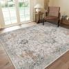 GENIMO 4×6 Area Rugs for Living Room, Machine Washable Low Pile Vintage Rugs, Non Slip Lightweight Chenille Print Rug for Bedroom, Dining Room, Home Office, Light Taupe Brown