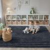 GENIMO Checkered Rug 8×10 Area Rugs for Kids Bedroom Soft Shag Rug Fluffy Fuzzy Carpet Plush Rugs for Living Room Nursery Playroom Dorm Modern Home Decor Aesthetic, Green and White(Pure Grey)