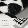 GENIMO Checkered Rug 8×10 Area Rugs for Kids Bedroom Soft Shag Rug Fluffy Fuzzy Carpet Plush Rugs for Living Room Nursery Playroom Dorm Modern Home Decor Aesthetic, Green and White(Black White)