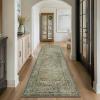 GENIMO Runner Rug 2×12 Non Slip Machine Washable Vintage Hallway Runner Rugs, Low Pile Lightweight Mat for Living Room, Entryway, Bedroom, Kitchen and Corridor, Distressed Sage