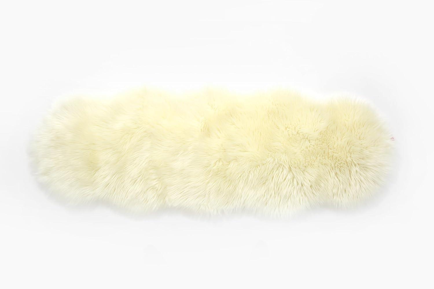 imageGENIMO 2x6 Fluffy Faux Fur Rug Runner Ultra Soft Shaggy Sheepskin Rug High Pile Suede Backed Plush Area Rugs for Bedroom Living Room Indoor Floor Chair Cover Sofa Cream
