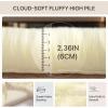 GENIMO 2×6 Fluffy Faux Fur Rug Runner, Ultra Soft Shaggy Sheepskin Rug, High Pile Suede Backed Plush Area Rugs for Bedroom Living Room Indoor Floor Chair Cover Sofa, Cream
