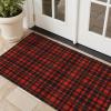 GENIMO Christmas Door Mat 28X44 Inch Buffalo Plaid Christmas Decor Rug Outdoor Geometric Checked Rugs, Washable Carpet for Front Porch, Kitchen, Farmhouse, Entryway Low Pile Doormat Black and Red