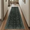 GENIMO Area Rugs for Living Room Machine Washable, 8×10 Non Slip Boho Vintage Lightweight Washable Rugs, Thin Floral Rugs for Bedroom Dining Room Office, Moss Taupe(Boho Gray Green)