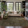 GENIMO Area Rugs for Living Room Machine Washable, 8×10 Non Slip Boho Vintage Lightweight Washable Rugs, Thin Floral Rugs for Bedroom Dining Room Office, Moss Taupe(Moss Taupe)