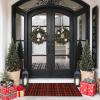 GENIMO Christmas Door Mat 28X44 Inch Buffalo Plaid Christmas Decor Rug Outdoor Geometric Checked Rugs, Washable Carpet for Front Porch, Kitchen, Farmhouse, Entryway Low Pile Doormat Black and Red