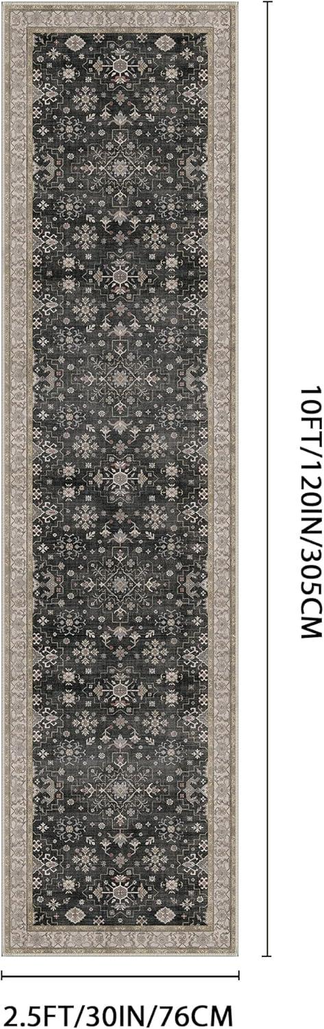 imageGENIMO 8x10 Area Rugs for Living RoomMachine Washable NonSlip Vintage Rug Low Pile Lightweight Carpet for Bedroom Dining Room Home Office Stain ampamp Fade ResistantBlackBlack