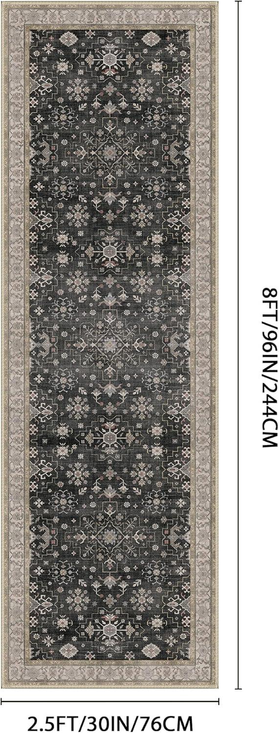 imageGENIMO 8x10 Area Rugs for Living RoomMachine Washable NonSlip Vintage Rug Low Pile Lightweight Carpet for Bedroom Dining Room Home Office Stain ampamp Fade ResistantBlackBlack