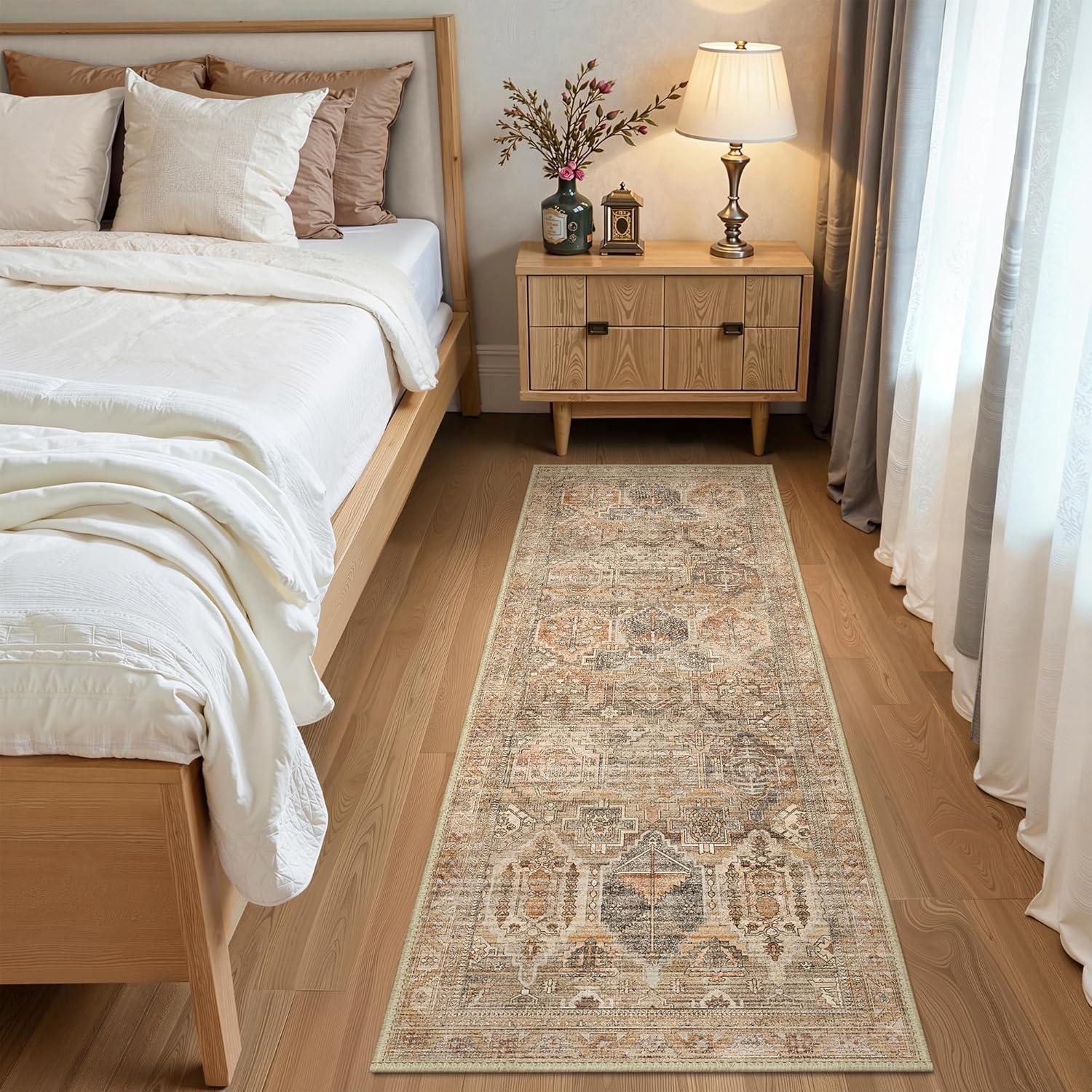 imageGENIMO Kitchen Mats for Floor Set of 3 NonSlip Washable Waterproof Lightweight Kitchen Rugs Kitchen Floor Mat Runner Rug Carpet for Laundry Sink Hallway Bathroom Entryway BrownGreenWood Brown