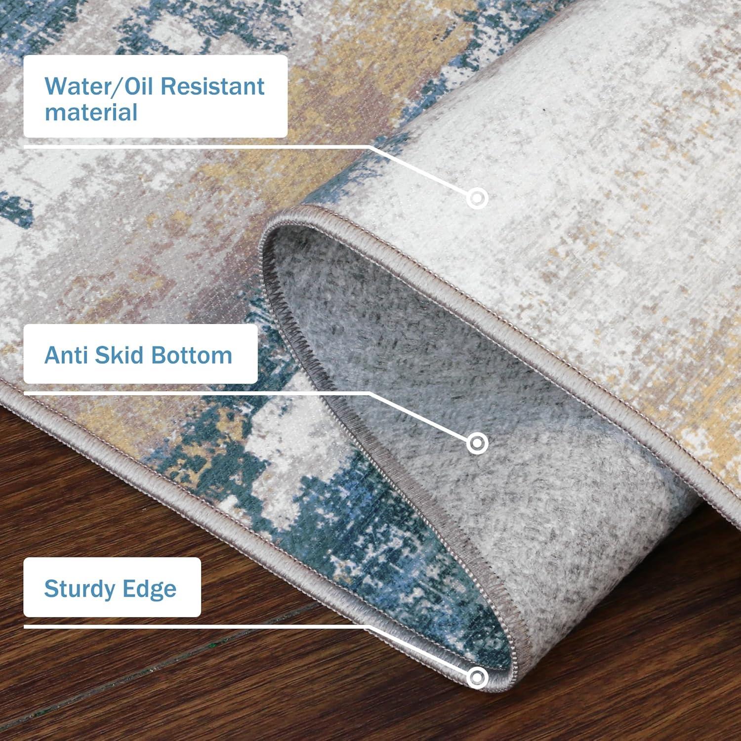 imageGENIMO Kitchen Mats for Floor Set of 3 NonSlip Washable Waterproof Lightweight Kitchen Rugs Kitchen Floor Mat Runner Rug Carpet for Laundry Sink Hallway Bathroom Entryway BrownGreenBlueGray