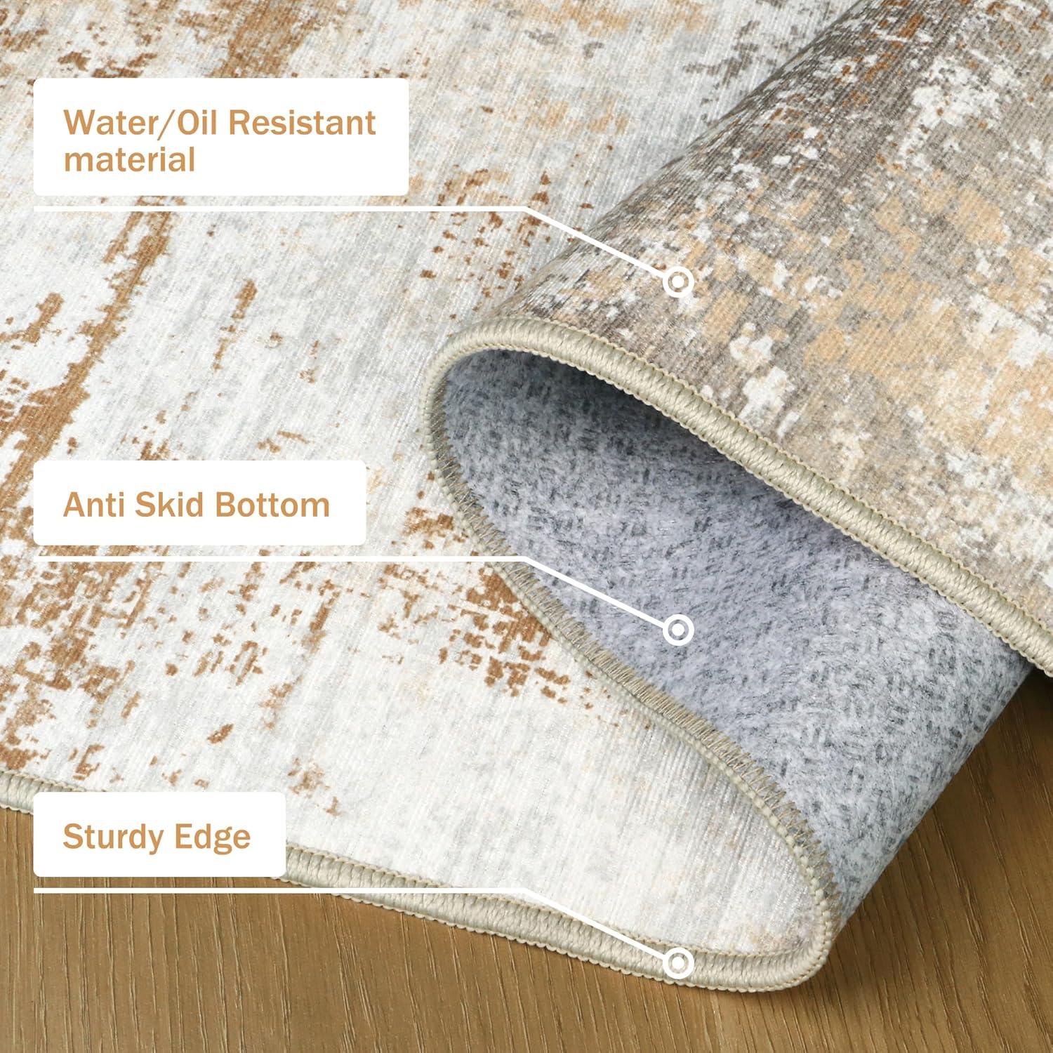 imageGENIMO Kitchen Mats for Floor Set of 3 NonSlip Washable Waterproof Lightweight Kitchen Rugs Kitchen Floor Mat Runner Rug Carpet for Laundry Sink Hallway Bathroom Entryway BrownGreenGold