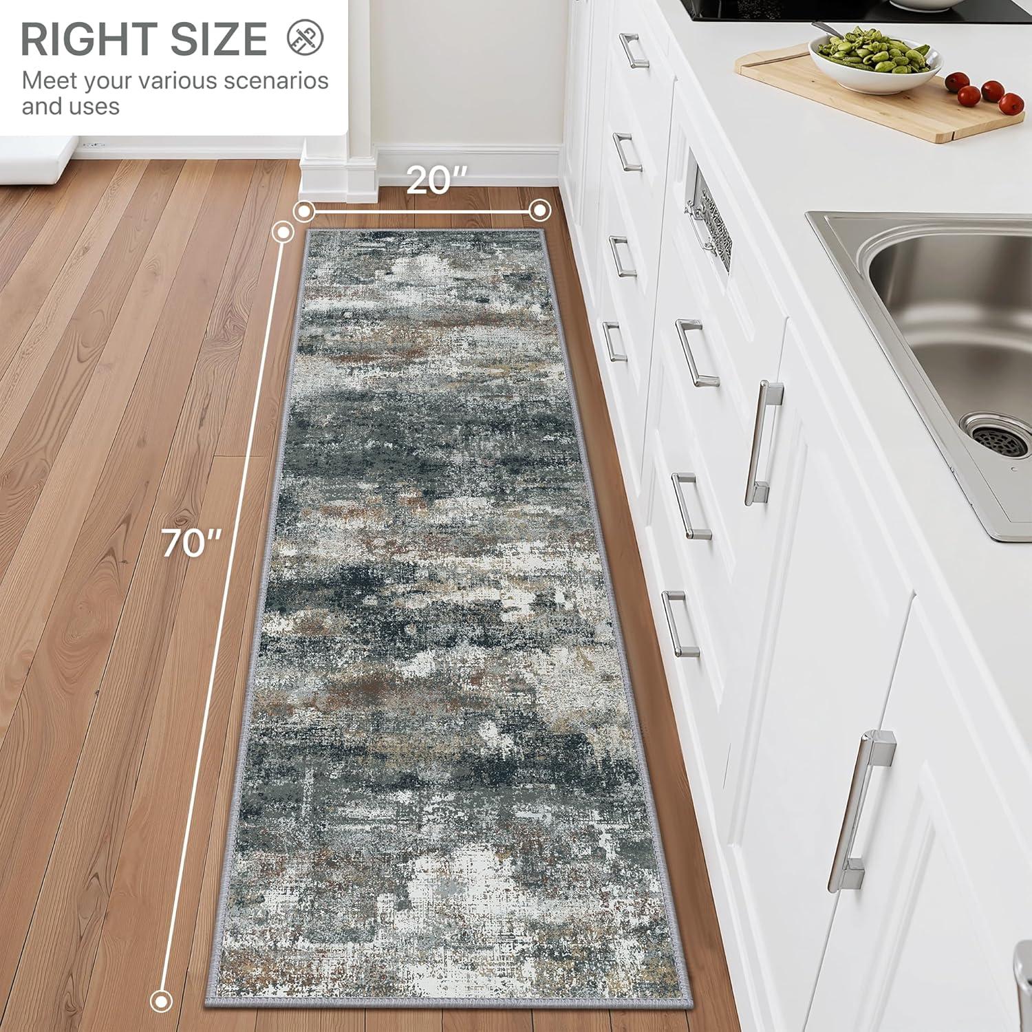 imageGENIMO Kitchen Mats for Floor Set of 3 NonSlip Washable Waterproof Lightweight Kitchen Rugs Kitchen Floor Mat Runner Rug Carpet for Laundry Sink Hallway Bathroom Entryway BrownGreenBlackBrown