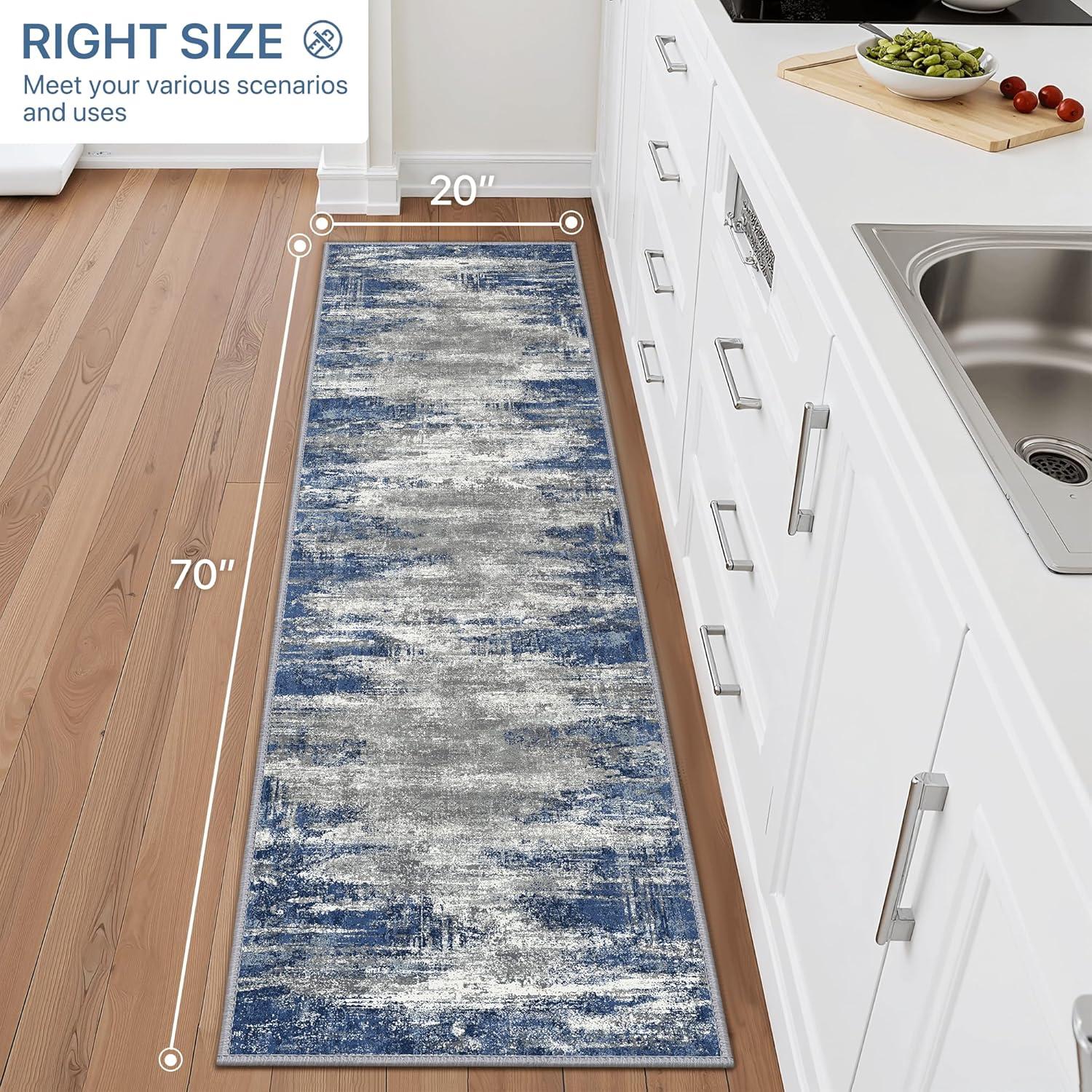 imageGENIMO Kitchen Mats for Floor Set of 3 NonSlip Washable Waterproof Lightweight Kitchen Rugs Kitchen Floor Mat Runner Rug Carpet for Laundry Sink Hallway Bathroom Entryway BrownGreenBlueIvory