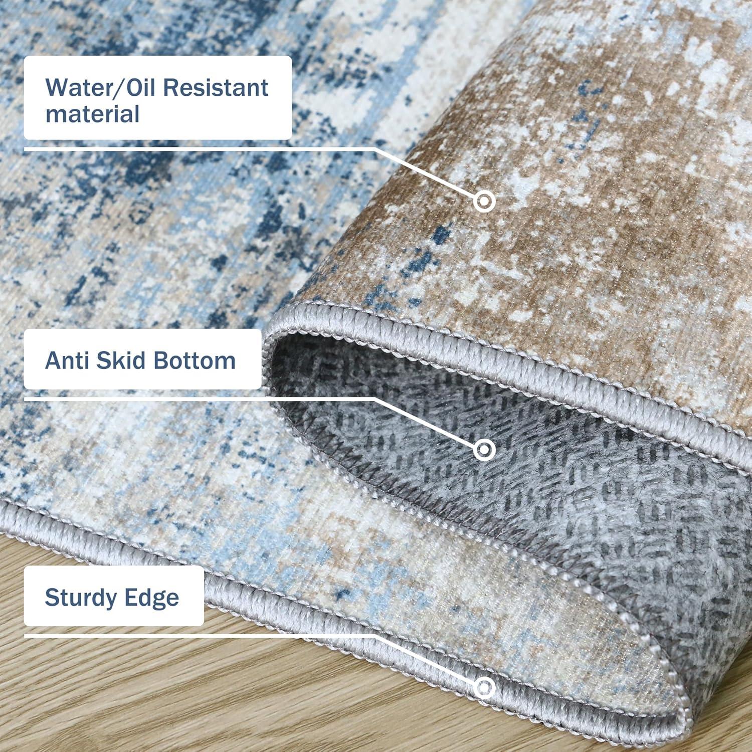 imageGENIMO Kitchen Mats for Floor Set of 3 NonSlip Washable Waterproof Lightweight Kitchen Rugs Kitchen Floor Mat Runner Rug Carpet for Laundry Sink Hallway Bathroom Entryway BrownGreenBlue