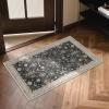 GENIMO 8×10 Area Rugs for Living Room,Machine Washable Non-Slip Vintage Rug, Low Pile Lightweight Carpet for Bedroom, Dining Room, Home Office, Stain & Fade Resistant,Black(Black)