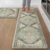 GENIMO Kitchen Mats for Floor, 2PCS Kitchen Rugs Non Slip Washable, Waterproof Anti Fatigue Mat, Comfort Standing Runner Rug for Sink, Office, Laundry, Home, 17.3″x47″+17.3″x30″, RetroBrick(Green)