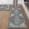GENIMO Kitchen Mats for Floor, 2PCS Kitchen Rugs Non Slip Washable, Waterproof Anti Fatigue Mat, Comfort Standing Runner Rug for Sink, Office, Laundry, Home, 17.3″x47″+17.3″x30″, RetroBrick(Blue)