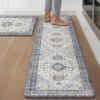 GENIMO Kitchen Mats for Floor, 2PCS Kitchen Rugs Non Slip Washable, Waterproof Anti Fatigue Mat, Comfort Standing Runner Rug for Sink, Office, Laundry, Home, 17.3″x47″+17.3″x30″, RetroBrick(Light Blue)