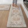 GENIMO Kitchen Mats for Floor, 2PCS Kitchen Rugs Non Slip Washable, Waterproof Anti Fatigue Mat, Comfort Standing Runner Rug for Sink, Office, Laundry, Home, 17.3″x47″+17.3″x30″, RetroBrick(Orange&brown)