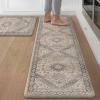 GENIMO Kitchen Mats for Floor, 2PCS Kitchen Rugs Non Slip Washable, Waterproof Anti Fatigue Mat, Comfort Standing Runner Rug for Sink, Office, Laundry, Home, 17.3″x47″+17.3″x30″, RetroBrick(Brown)