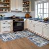 GENIMO Kitchen Mats for Floor Set of 3 Non-Slip Washable, Waterproof Lightweight Kitchen Rugs, Kitchen Floor Mat Runner Rug Carpet for Laundry, Sink, Hallway, Bathroom, Entryway, BrownGreen(Blue/Ivory)