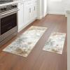 GENIMO Kitchen Mats for Floor Set of 3 Non-Slip Washable, Waterproof Lightweight Kitchen Rugs, Kitchen Floor Mat Runner Rug Carpet for Laundry, Sink, Hallway, Bathroom, Entryway, BrownGreen(Gold)
