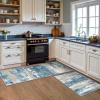GENIMO Kitchen Mats for Floor Set of 3 Non-Slip Washable, Waterproof Lightweight Kitchen Rugs, Kitchen Floor Mat Runner Rug Carpet for Laundry, Sink, Hallway, Bathroom, Entryway, BrownGreen(Blue/Gray)