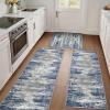 GENIMO Kitchen Mats for Floor Set of 3 Non-Slip Washable, Waterproof Lightweight Kitchen Rugs, Kitchen Floor Mat Runner Rug Carpet for Laundry, Sink, Hallway, Bathroom, Entryway, BrownGreen(Blue/Ivory)
