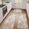 GENIMO Kitchen Mats for Floor Set of 3 Non-Slip Washable, Waterproof Lightweight Kitchen Rugs, Kitchen Floor Mat Runner Rug Carpet for Laundry, Sink, Hallway, Bathroom, Entryway, BrownGreen(Clay)