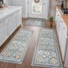 GENIMO Kitchen Mats for Floor Set of 3 Non-Slip Washable, Waterproof Lightweight Kitchen Rugs, Kitchen Floor Mat Runner Rug Carpet for Laundry, Sink, Hallway, Bathroom, Entryway, BrownGreen(Brownblue)