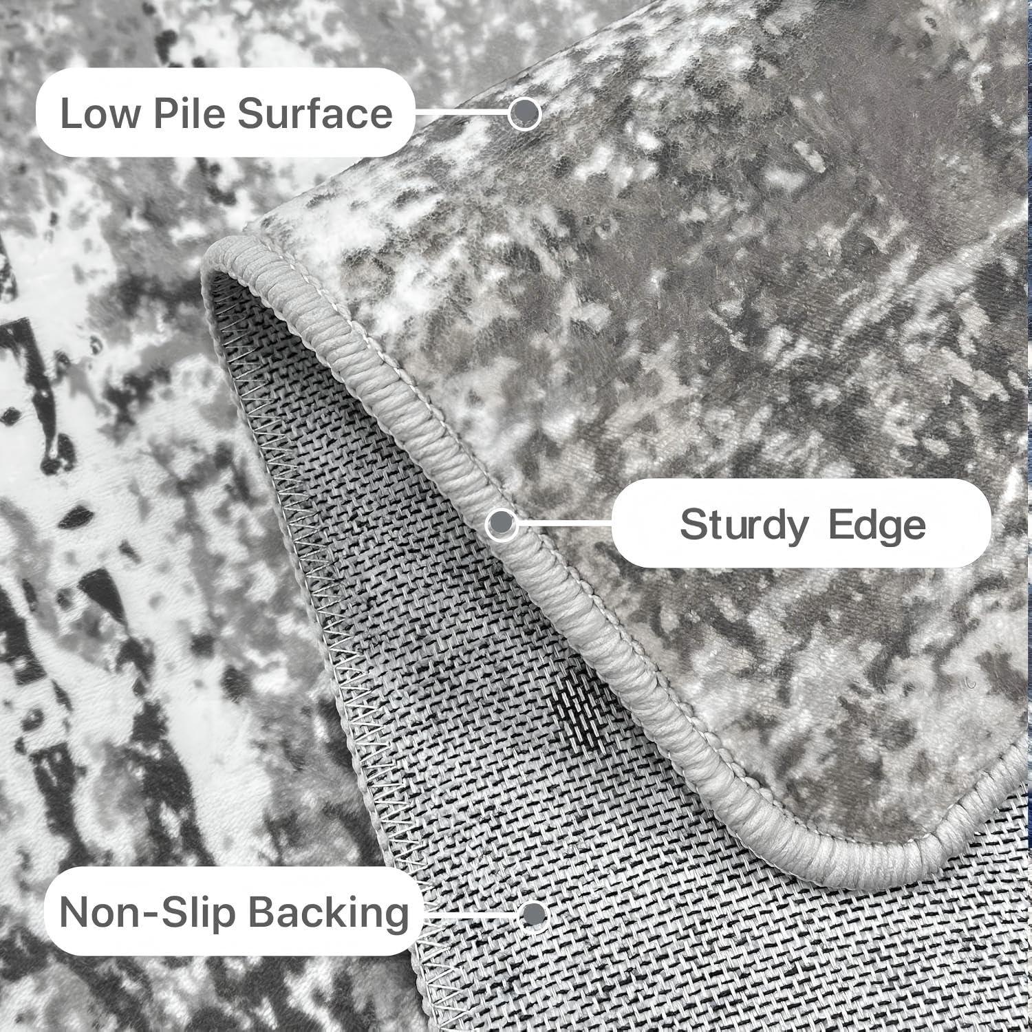 imageGENIMO 8x10 Area Rugs Abstract Modern Living Room Rugs Large Machine Washable Rug NonSlip Soft Pet Friendly Rugs for Bedroom Playroom Dining Room Misty Gray