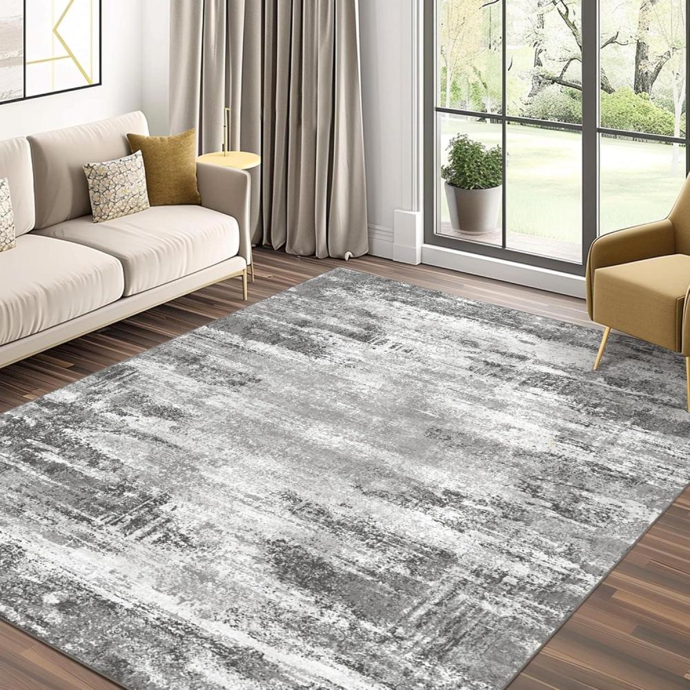 imageGENIMO 8x10 Area Rugs Abstract Modern Living Room Rugs Large Machine Washable Rug NonSlip Soft Pet Friendly Rugs for Bedroom Playroom Dining Room Misty Gray