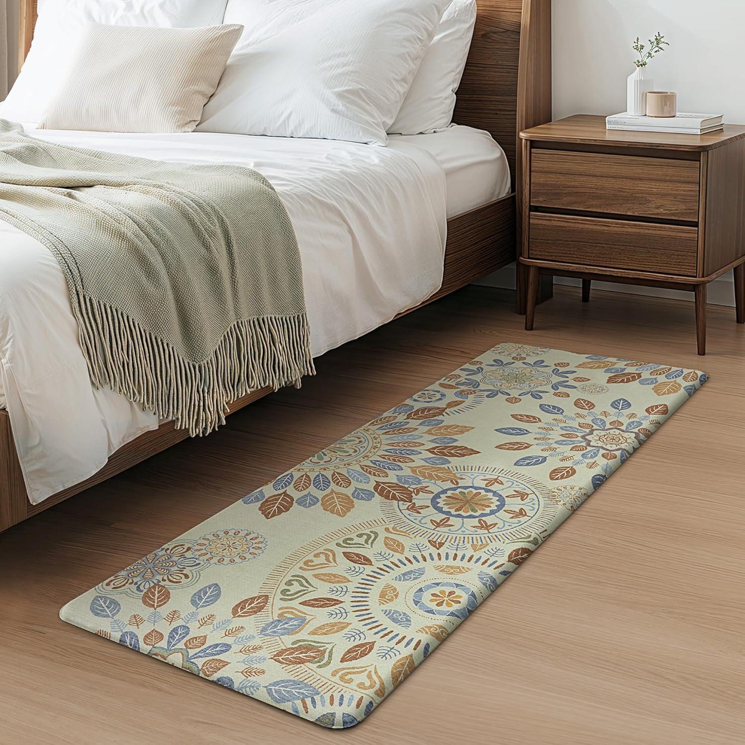 imageGENIMO Kitchen Mats for Floor 2PCS Cushioned Kitchen Rugs Non Slip Washable Farmhouse Anti Fatigue Mat Waterproof Comfort Standing Mat Rug for Office Home Laundry 173x47173x30 BlackBeigeblue