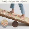 GENIMO Kitchen Mats for Floor 2PCS, Cushioned Kitchen Rugs Non Slip Washable, Farmhouse Anti Fatigue Mat Waterproof, Comfort Standing Mat Rug for Office, Home, Laundry, 17.3″x47″+17.3″x30″, Black(Beige)
