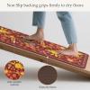 GENIMO Kitchen Mats for Floor 2PCS, Cushioned Kitchen Rugs Non Slip Washable, Farmhouse Anti Fatigue Mat Waterproof, Comfort Standing Mat Rug for Office, Home, Laundry, 17.3″x47″+17.3″x30″, Black(Red)
