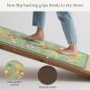 GENIMO Kitchen Mats for Floor 2PCS, Cushioned Kitchen Rugs Non Slip Washable, Farmhouse Anti Fatigue Mat Waterproof, Comfort Standing Mat Rug for Office, Home, Laundry, 17.3″x47″+17.3″x30″, Black(Light-green)