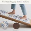GENIMO Kitchen Mats for Floor 2PCS, Cushioned Kitchen Rugs Non Slip Washable, Farmhouse Anti Fatigue Mat Waterproof, Comfort Standing Mat Rug for Office, Home, Laundry, 17.3″x47″+17.3″x30″, Black(Beige & Blue)