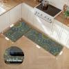 GENIMO Kitchen Mats for Floor 2PCS, Cushioned Kitchen Rugs Non Slip Washable, Farmhouse Anti Fatigue Mat Waterproof, Comfort Standing Mat Rug for Office, Home, Laundry, 17.3″x47″+17.3″x30″, Black(Green)