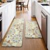 GENIMO Kitchen Mats for Floor 2PCS, Cushioned Kitchen Rugs Non Slip Washable, Farmhouse Anti Fatigue Mat Waterproof, Comfort Standing Mat Rug for Office, Home, Laundry, 17.3″x47″+17.3″x30″, Black(Beigeblue)