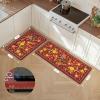 GENIMO Kitchen Mats for Floor 2PCS, Cushioned Kitchen Rugs Non Slip Washable, Farmhouse Anti Fatigue Mat Waterproof, Comfort Standing Mat Rug for Office, Home, Laundry, 17.3″x47″+17.3″x30″, Black(Red)
