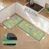 GENIMO Kitchen Mats for Floor 2PCS, Cushioned Kitchen Rugs Non Slip Washable, Farmhouse Anti Fatigue Mat Waterproof, Comfort Standing Mat Rug for Office, Home, Laundry, 17.3″x47″+17.3″x30″, Black(Light-green)