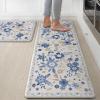 GENIMO Kitchen Mats for Floor 2PCS, Cushioned Kitchen Rugs Non Slip Washable, Farmhouse Anti Fatigue Mat Waterproof, Comfort Standing Mat Rug for Office, Home, Laundry, 17.3″x47″+17.3″x30″, Black(Beige & Blue)
