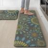 GENIMO Kitchen Mats for Floor 2PCS, Cushioned Kitchen Rugs Non Slip Washable, Farmhouse Anti Fatigue Mat Waterproof, Comfort Standing Mat Rug for Office, Home, Laundry, 17.3″x47″+17.3″x30″, Black(Green)