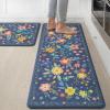 GENIMO Kitchen Mats for Floor 2PCS, Cushioned Kitchen Rugs Non Slip Washable, Farmhouse Anti Fatigue Mat Waterproof, Comfort Standing Mat Rug for Office, Home, Laundry, 17.3″x47″+17.3″x30″, Black(Navy)