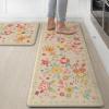 GENIMO Kitchen Mats for Floor 2PCS, Cushioned Kitchen Rugs Non Slip Washable, Farmhouse Anti Fatigue Mat Waterproof, Comfort Standing Mat Rug for Office, Home, Laundry, 17.3″x47″+17.3″x30″, Black(Beige)